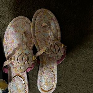 Crown & Ivy Paisley Sandals in Pink and Yellow